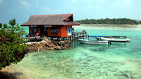 Nabucco Island Resort at the channel of the Maratua-Atoll